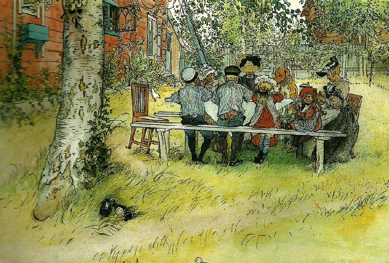 Carl Larsson frukost under stora bjorken oil painting picture